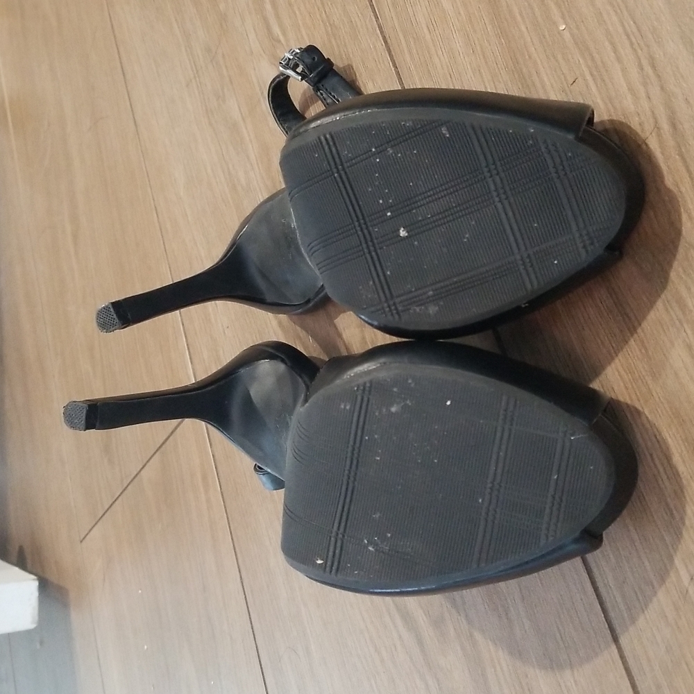 Leather slingback peep toe - Picture 3 of 4